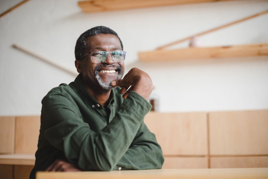 happy mature man smiling